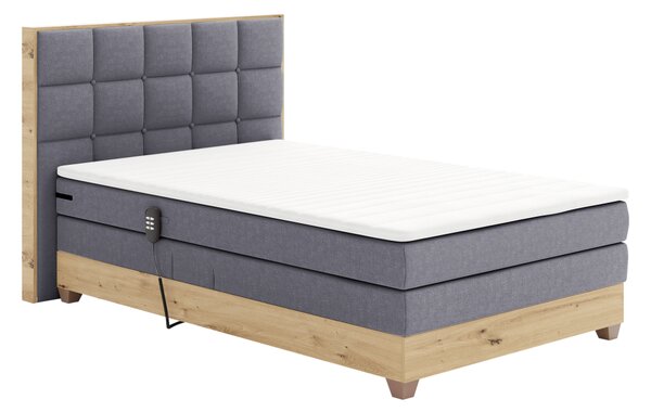 KONDELA Elektrická polohovací postel, boxspring, tmavě šedá/dub artisan, 120x200, TIANA