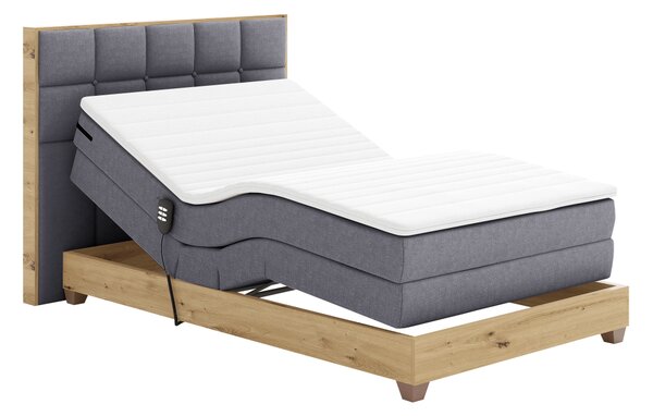 KONDELA Elektrická polohovací postel, boxspring, tmavě šedá/dub artisan, 120x200, TIANA