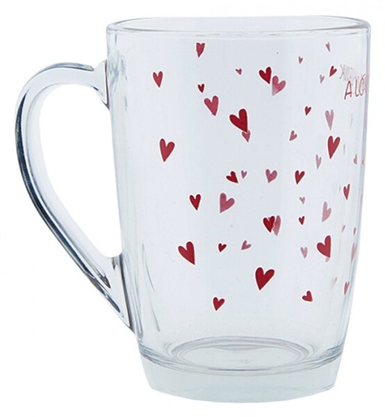 Skleněný hrnek s červenými srdíčky A Lovely Drink – 300 ml