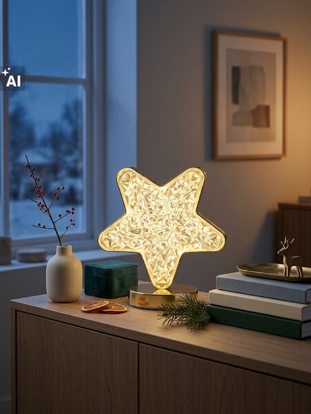 Sinsay - Vánoční LED stolní lampička ve tvaru hvězdy - zlatá