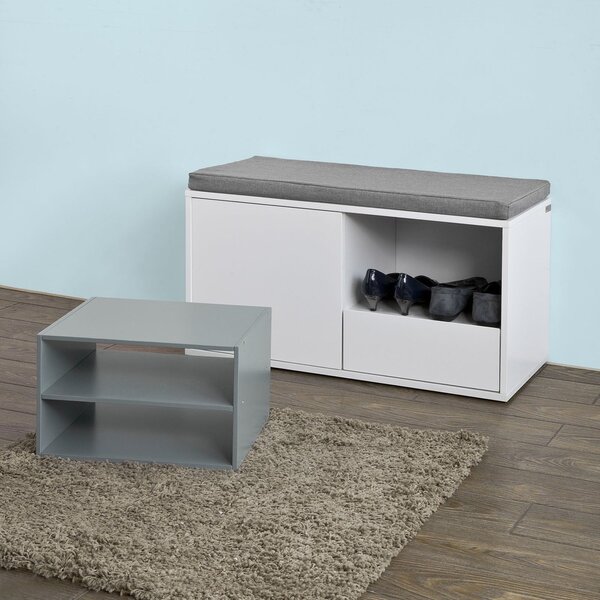 Fsr37-W Lavice S Polštářem Sedací Lavice Skříňka Na Boty Šatna Lavice Bílá 80X46X35Cm