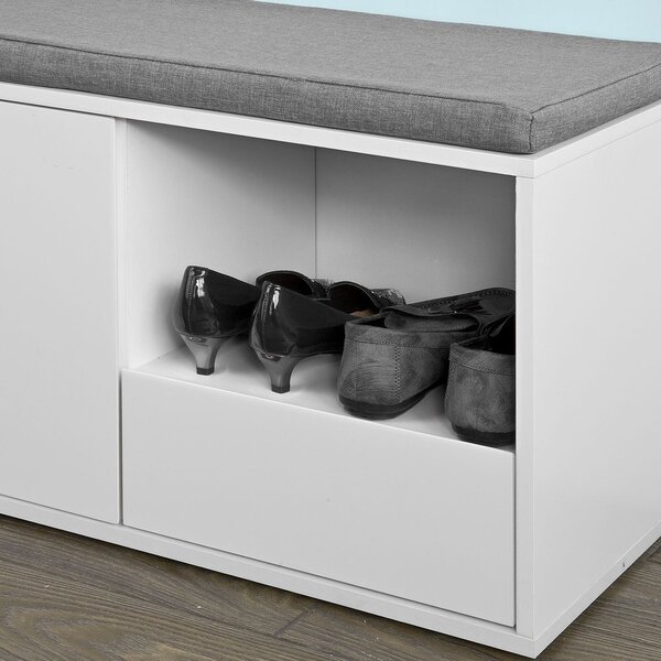 Fsr37-W Lavice S Polštářem Sedací Lavice Skříňka Na Boty Šatna Lavice Bílá 80X46X35Cm