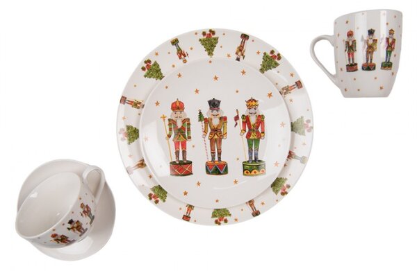Porcelánový šálek s podšálkem s Louskáčky Happy Little Christmas – 12x9x6 cm
