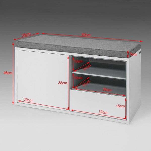 Fsr37-W Lavice S Polštářem Sedací Lavice Skříňka Na Boty Šatna Lavice Bílá 80X46X35Cm