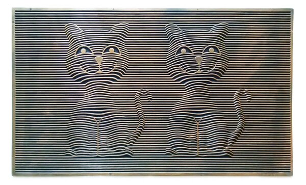 Gumová rohožka Bo-Ma Trading 2 kočky, 75 x 45 cm, odolná, motiv kočky, bronzová patina