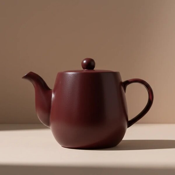 Porcelánová konvice Tea Logic Dora, vínová, matná, bílý vnitřek, stabilní základna