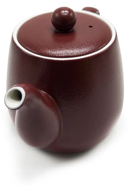 Porcelánová konvice Tea Logic Dora, vínová, matná, bílý vnitřek, stabilní základna