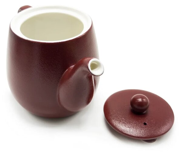 Porcelánová konvice Tea Logic Dora, vínová, matná, bílý vnitřek, stabilní základna