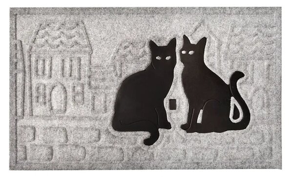 Rohožka Bo-Ma Trading 2 kočky ve městě, 76 × 46 cm, odolná, motiv koček