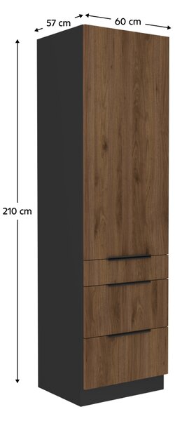 KONDELA Vysoká skříňka, ořech okapi/černá, MENZO 60 DKS-210 3S1F