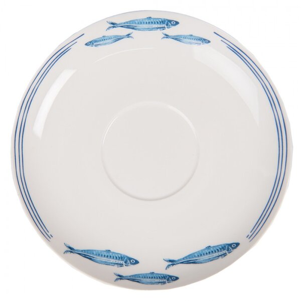 Porcelánový šálek s podšálkem s rybkami Fish Blue – 12x6x6 cm