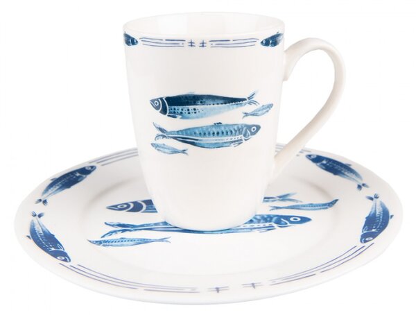 Porcelánový hrnek s rybkami Fish Blue – 330 ml