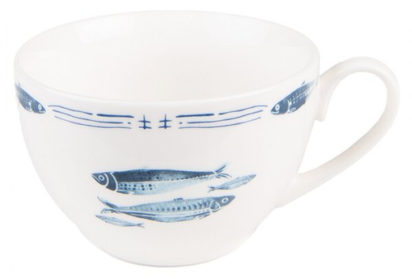Porcelánový šálek s podšálkem s rybkami Fish Blue – 12x6x6 cm