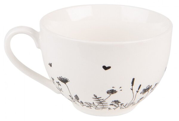 Porcelánový šálek s podšálkem s květinami Flora And Fauna – 12x9x6 cm