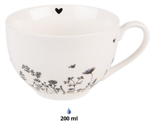 Porcelánový šálek s podšálkem s květinami Flora And Fauna – 12x9x6 cm
