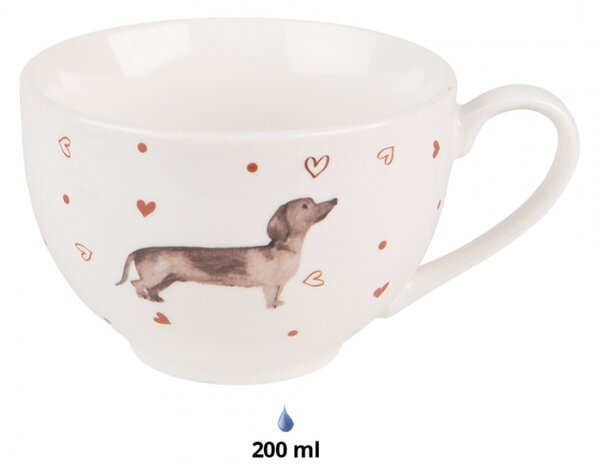 Porcelánový šálek s podšálkem s jezevčíkem Dachshund Love – 12x9x6 cm
