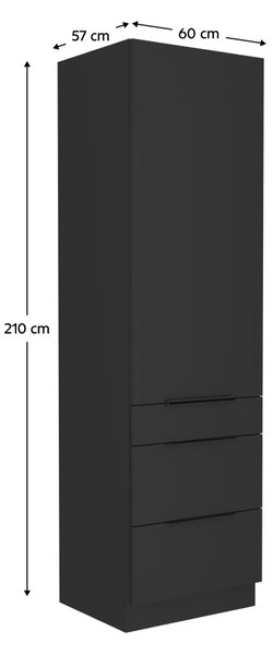 KONDELA Vysoká skříňka, černá, SIBER 60 DKS-210 3S1F