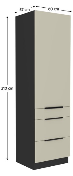 KONDELA Vysoká skříňka, kašmír/černá, ARAKA 60 DKS-210 3S1F