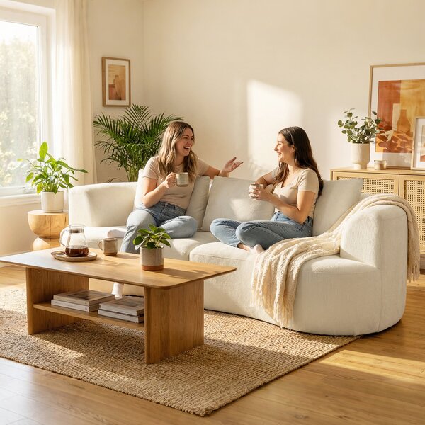 HOMCOM pohovka pro 3 osoby, 260 cm chenille ‚cloud‘ sedačka s 3 bederními polštáři, širokými područkami a polstrovaným sedákem — krémová | Aosom