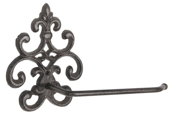 Hnědý litinový držák toaletního papíru – 25x7x16 cm