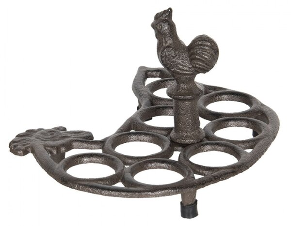 Litinový stojan na vajíčka 8ks Slepice – 21x16x12 cm