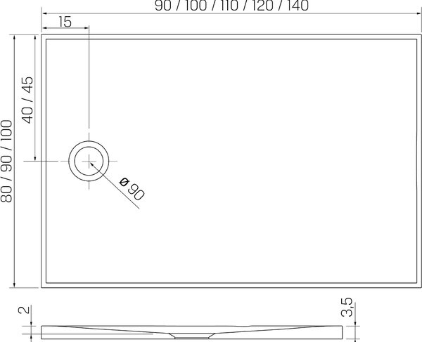New Trendy Nex obdélníková sprchová vanička 90x80 cm bílá B-0456
