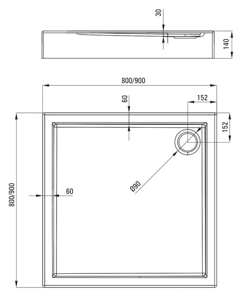 Deante Jasmin čtvercová sprchová vanička 90x90 cm bílá KGJ_041B
