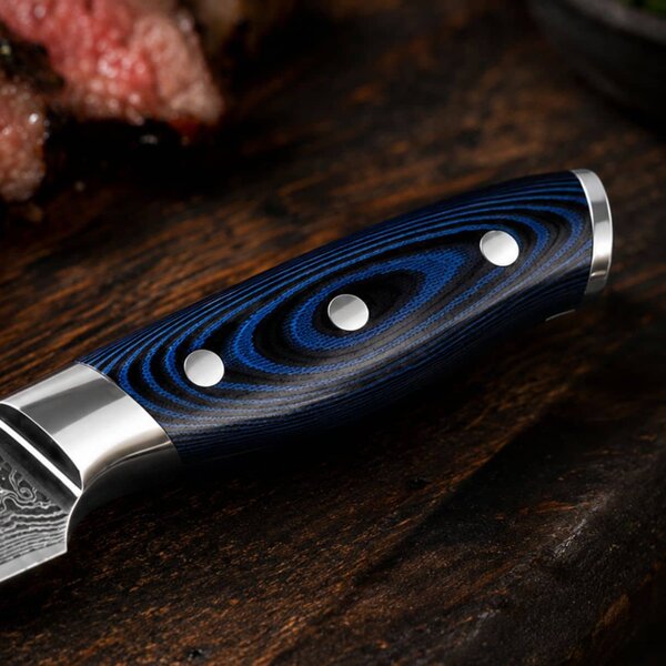 Steakový nůž z damaškové oceli SaKuRo G10 Blue 13,2 cm