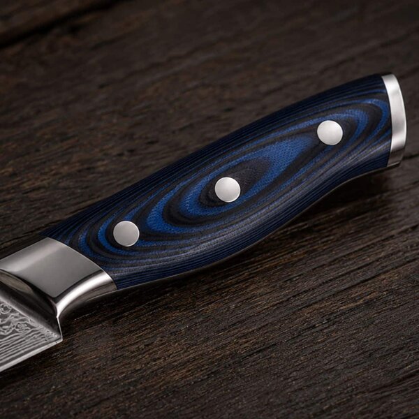 Víceúčelový kuchyňský nůž z damaškové oceli SaKuRo G10 Blue 12,3 cm