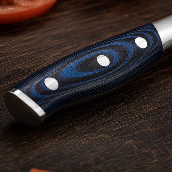 Santoku nůž z damaškové oceli SaKuRo G10 Blue 12,5 cm