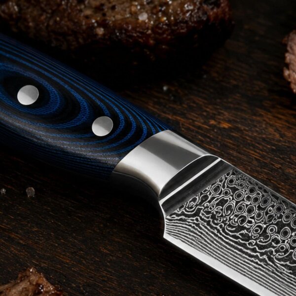 Steakový nůž z damaškové oceli SaKuRo G10 Blue 13,2 cm