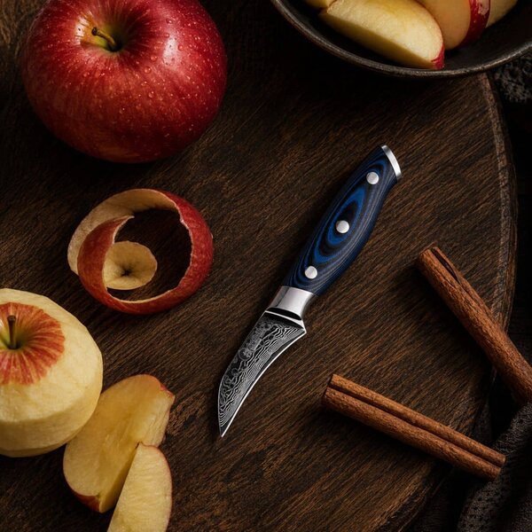 Loupací nůž z damaškové oceli SaKuRo G10 Blue 7 cm