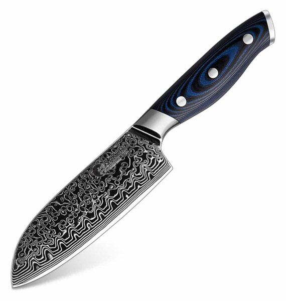 Santoku nůž z damaškové oceli SaKuRo G10 Blue 12,5 cm