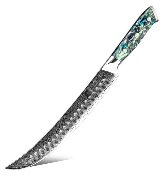 Japonský filetovací nůž z damaškové oceli Ocean Shell SaKuRo 25,4 cm