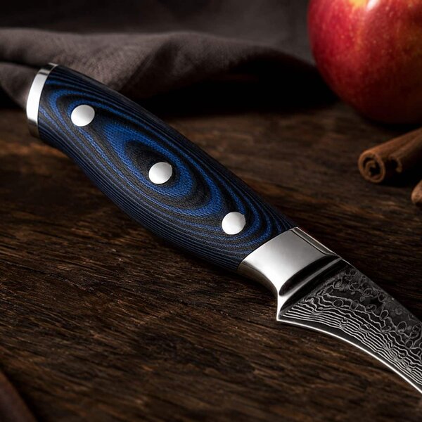 Loupací nůž z damaškové oceli SaKuRo G10 Blue 7 cm