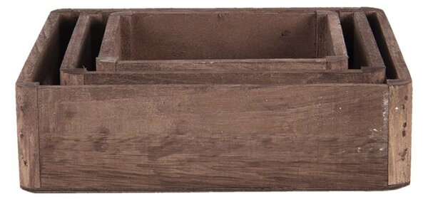Dřevěný dekorativní podnos (sada 3 ks) – (3)24x24x6 / 20x20x6 / 16x16x6 cm