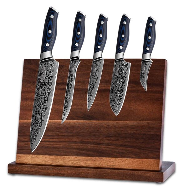 Kuchyňský set 5 nožů SaKuRo G10 Blue z damaškové oceli