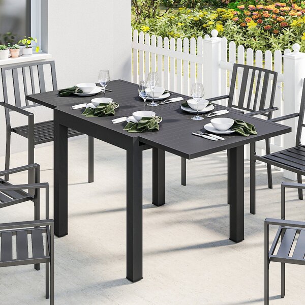 Outsunny rozkládací stůl pro 4–6 osob | 80–160 × 80 cm | černý práškový hliník | Aosom