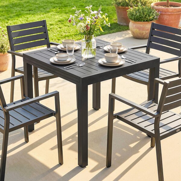 Outsunny rozkládací stůl pro 4–6 osob | 80–160 × 80 cm | černý práškový hliník | Aosom