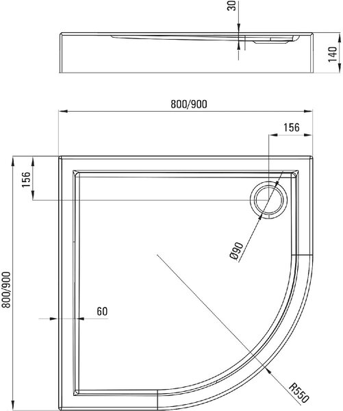 Deante Jasmin půlkruhová sprchová vanička 90x90 cm bílá KGJ_053B