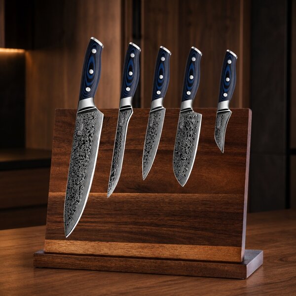 Kuchyňský set 5 nožů SaKuRo G10 Blue z damaškové oceli