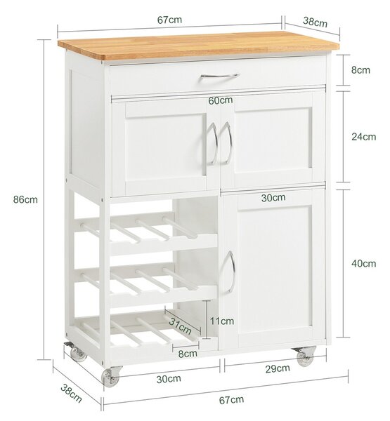 Sobuy Fkw45-Wn Servírovací Vozík Kuchyňský Vozík