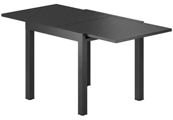 Outsunny rozkládací stůl pro 4–6 osob | 80–160 × 80 cm | černý práškový hliník | Aosom
