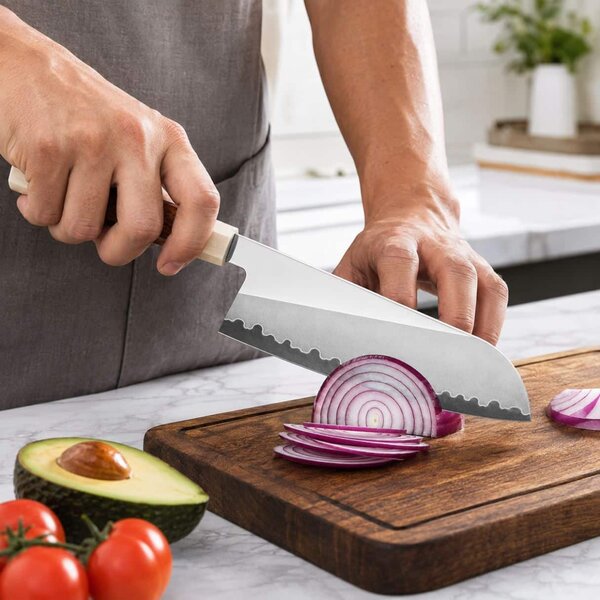 Santoku nůž z oceli PM204 SaKuRo Akatsuki 17,5 cm