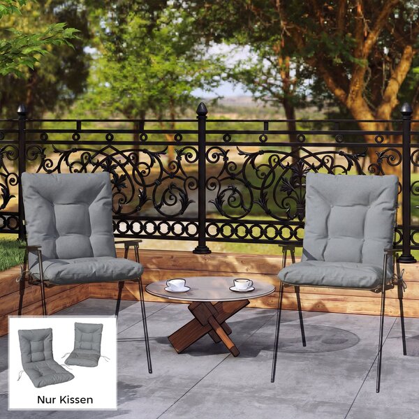 Outsunny 2 ks sedáků 120 × 50 × 8 cm — sedáky na židle s poutky, interiér/exteriér, světle šedé | Aosom