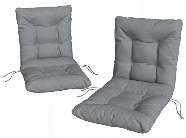 Outsunny 2 ks sedáků 120 × 50 × 8 cm — sedáky na židle s poutky, interiér/exteriér, světle šedé | Aosom