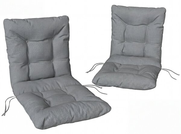 Outsunny 2 ks sedáků 120 × 50 × 8 cm — sedáky na židle s poutky, interiér/exteriér, světle šedé | Aosom