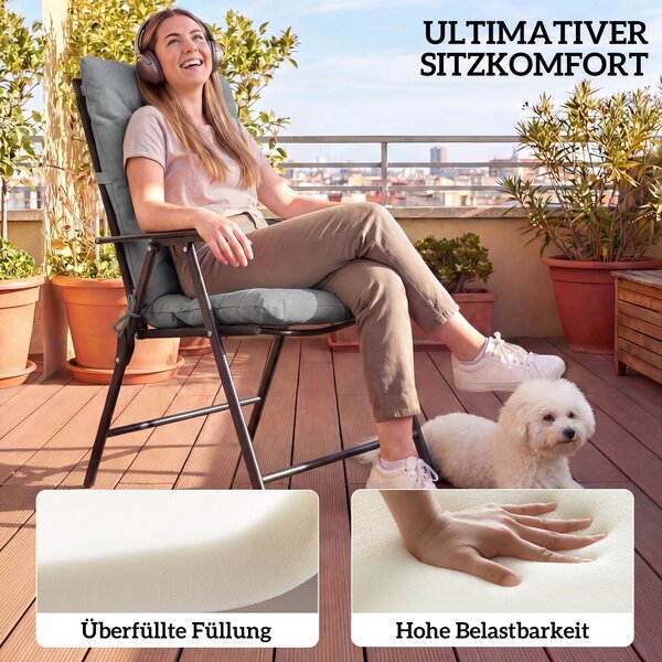 Outsunny 2 ks sedáků 120 × 50 × 8 cm — sedáky na židle s poutky, interiér/exteriér, světle šedé | Aosom