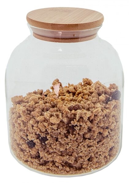 Skleněná skladovací nádoba s bambusovým víčkem – 1200 ml