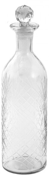 Dekorační transparentní skleněná láhev se zátkou / karafa – 10x36 cm